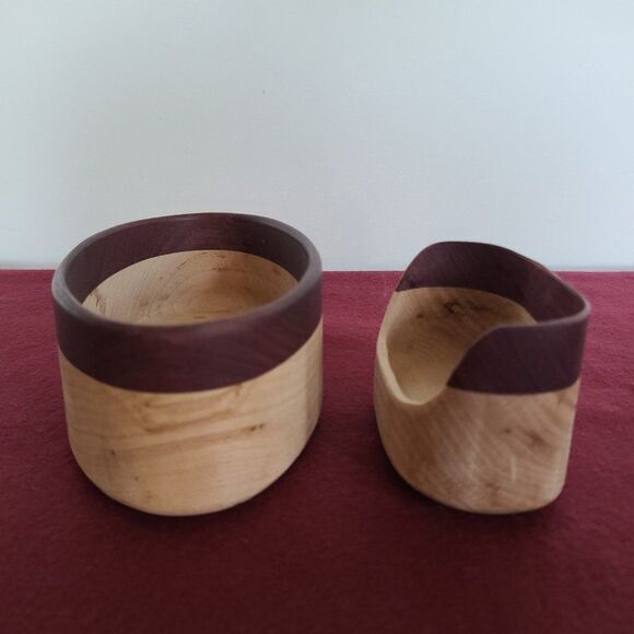 Hand Turned Wood Office Set Bowl and Business Card Holder Decorative Holders - Picture 7 of 16